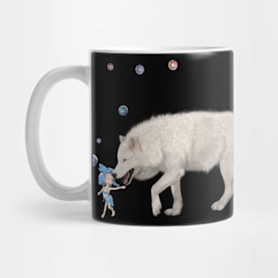 Awesome polarwolf with cute fairy Mug